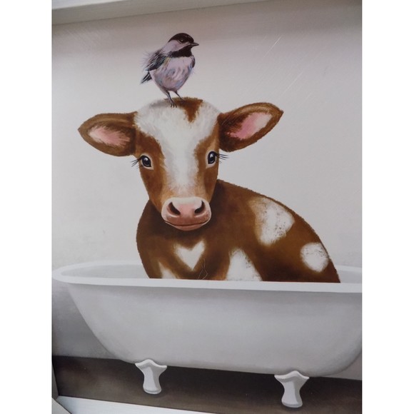 NEW Cow Pig Bird In Bath Tub By E. Robinette Tyndall Painting Print Country Farm - Picture 2 of 7